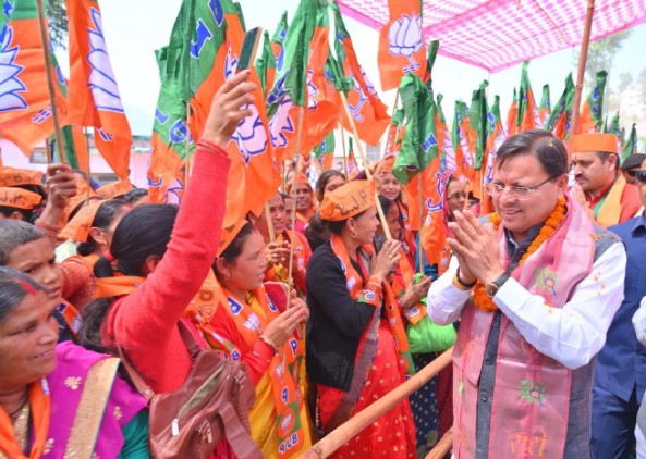 मुख्यमंत्री धामी ने रुद्रप्रयाग में भाजपा प्रत्याशी के लिए मांगे वोट